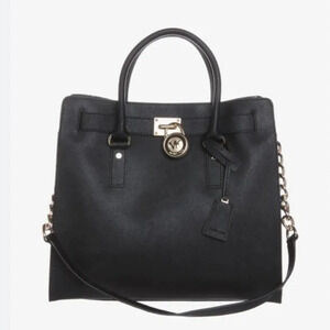Michael Kors Hamilton Saffiano Leather Across Body Handbag Purse Black